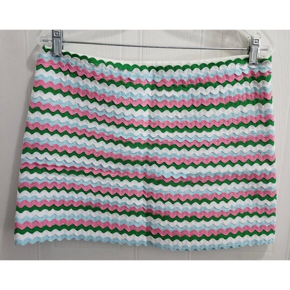 Cj Laing Dresses & Skirts - CJ Laing Women’s Sz 6 Scalloped Ripple Rickrack Ribbon Striped Mini Skirt Quirky